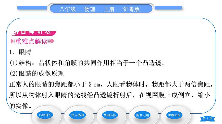 粵滬版八年級物理上第三章光和眼睛3.7眼睛與光學(xué)儀器第1課時眼睛習(xí)題課件第2頁