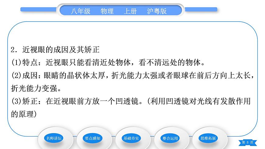 粵滬版八年級物理上第三章光和眼睛3.7眼睛與光學(xué)儀器第1課時眼睛習(xí)題課件第5頁