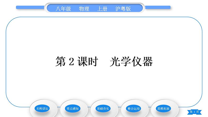 粵滬版八年級物理上第三章光和眼睛3.7眼睛與光學儀器第2課時光學儀器習題課件第1頁