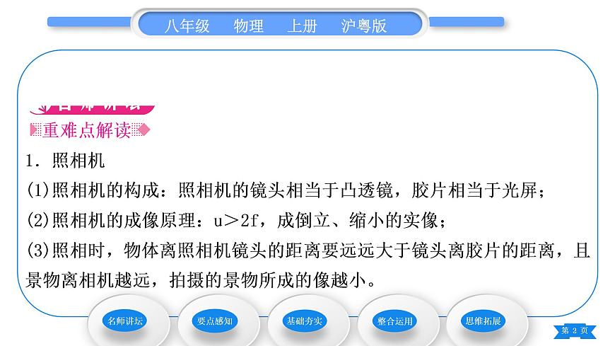 粵滬版八年級物理上第三章光和眼睛3.7眼睛與光學儀器第2課時光學儀器習題課件第2頁