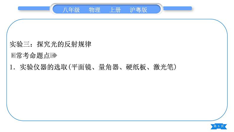 粤沪版八年级物理上第三章光和眼睛实验专题习题课件第6页