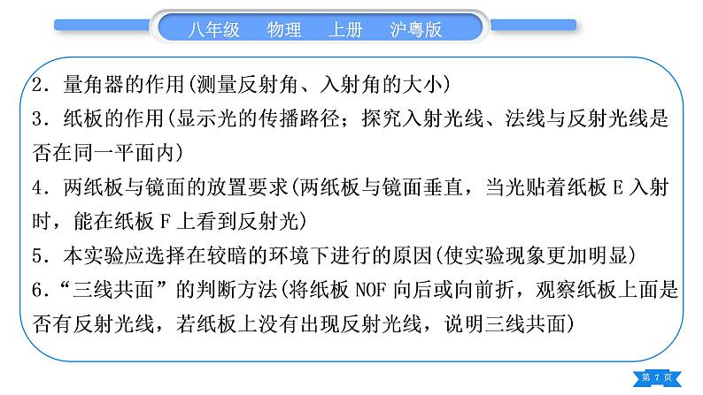 粤沪版八年级物理上第三章光和眼睛实验专题习题课件第7页