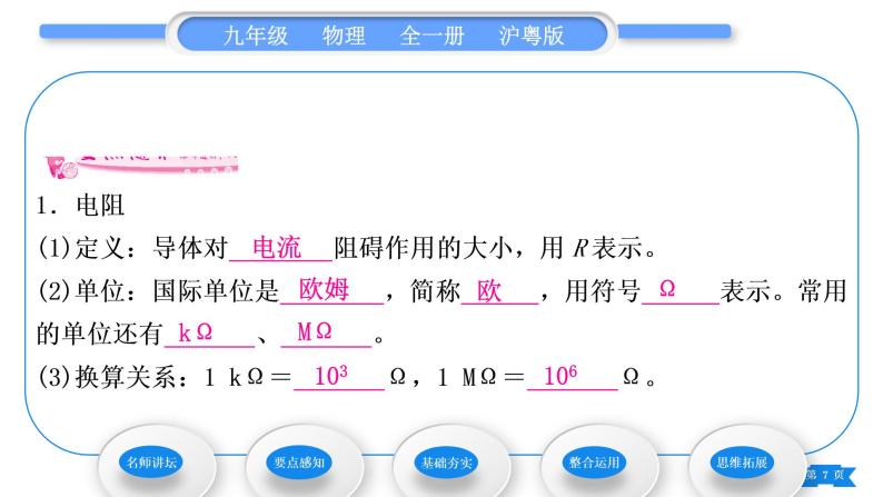 粤沪版九年级物理第十四章探究欧姆定律14.1怎样认识电阻第1课时电阻习题课件07