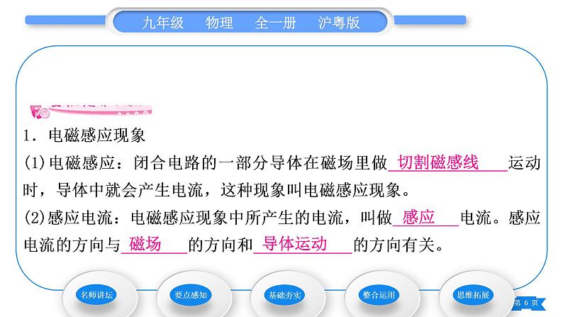 粤沪版九年级物理第十七章电动机与发电机17.3发电机为什么能发电习题课件06
