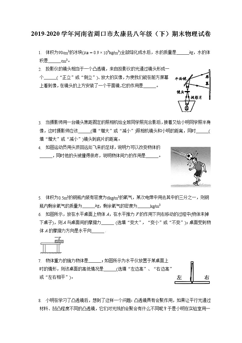 河南省周口市太康县2019-2020学年八年级下学期期末物理试题第1页