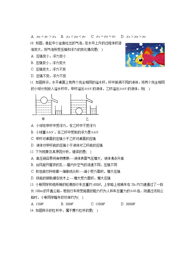 陕西省渭南市韩城市2019-2020学年八年级下学期期末物理试题第2页
