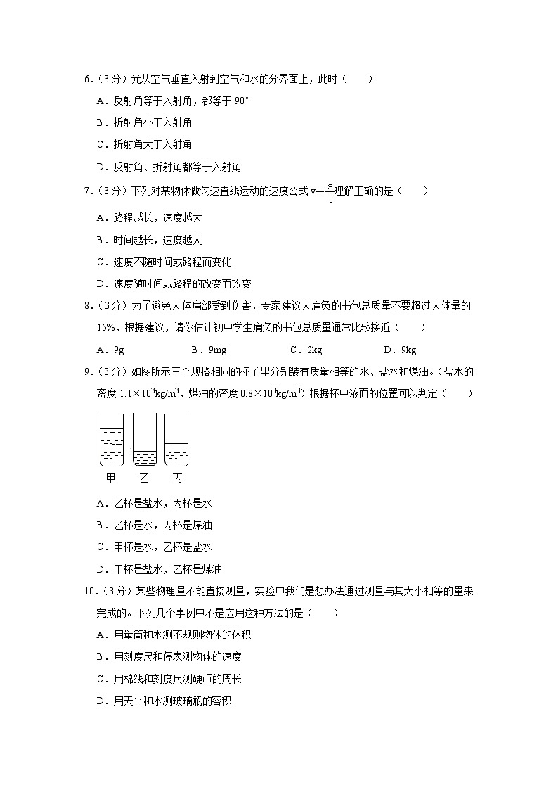 海南省乐东县2019-2020学年八年级上学期期末物理试题第2页