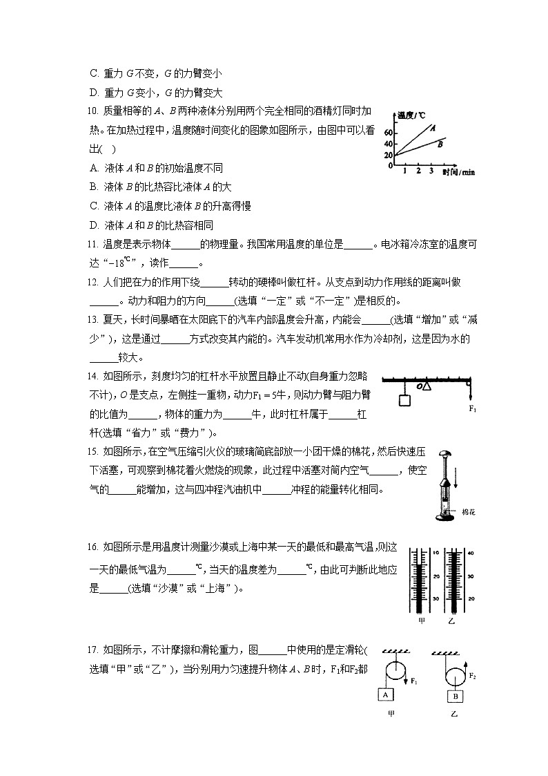 上海市浦东新区第四教育署2019-2020学年八年级下学期期末物理试题第2页