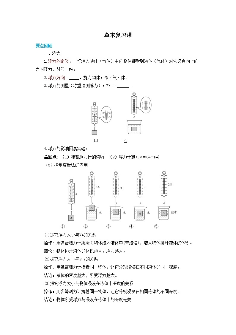 粤沪版物理八下 第九章 浮力与升力 章末复习课（课件+教案）01