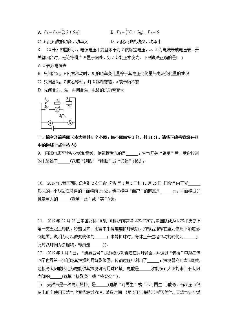 2022年河北省石家庄市第二十八中学中考物理一模试卷(含答案)03