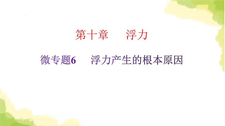 人教版八年級物理下冊微專題6浮力產(chǎn)生的根本原因課件第2頁