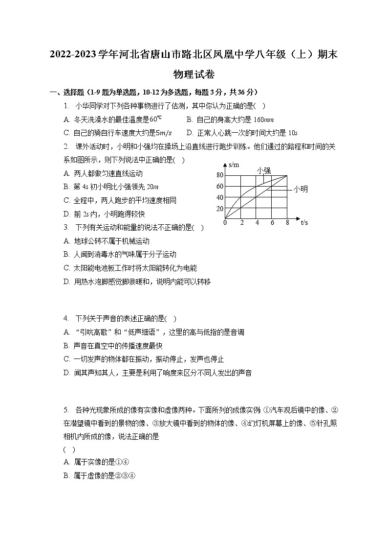 河北省唐山市路北区凤凰中学2022-2023学年八年级上学期期末物理试卷(含答案)01