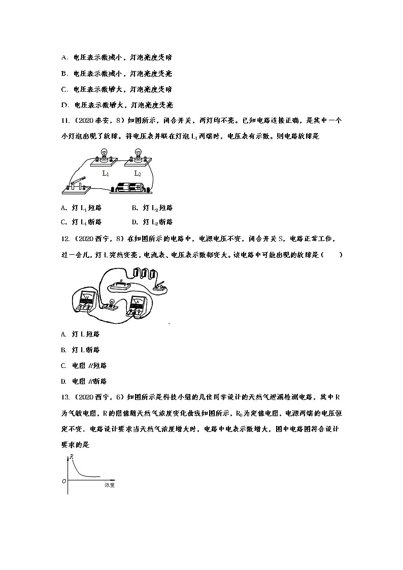 初中物理中考复习 2020年中考物理真题分类训练——电压与电阻第3页