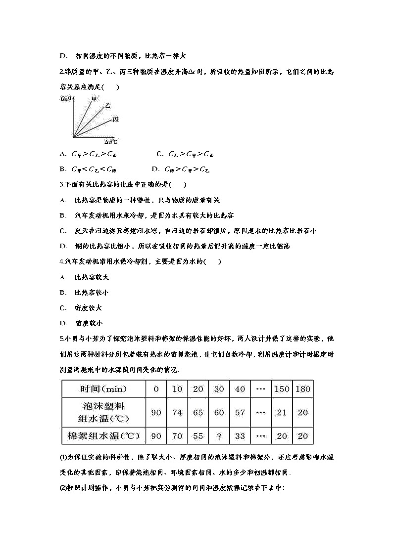 初中物理中考复习 备战2020中考物理章节强化训练——内能第3页