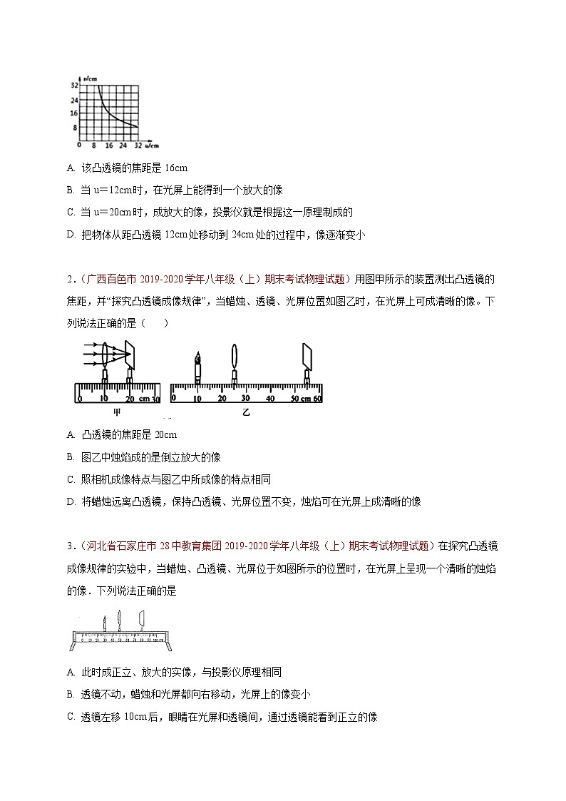 初中物理中考复习 必刷05 透镜及其应用-备战2020年中考物理必刷选择题200例 (原卷版)第3页