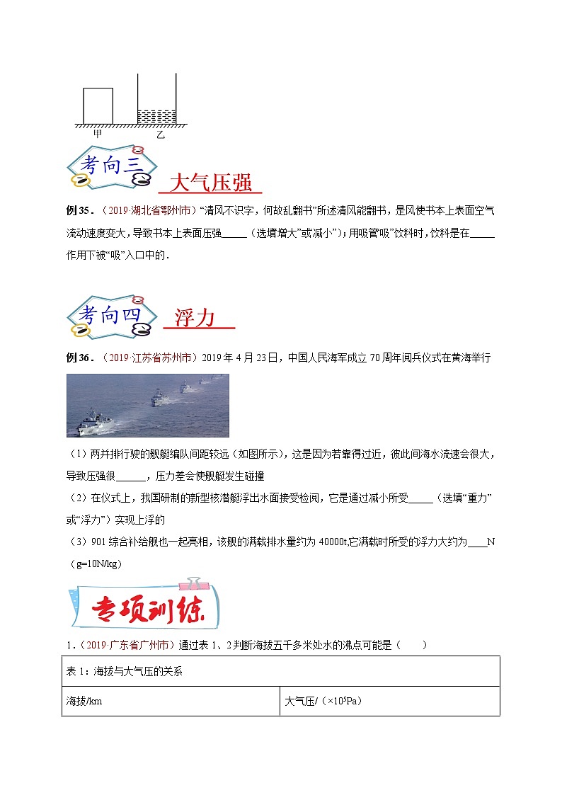 初中物理中考复习 必刷05 压强与浮力-备战2020年中考物理必刷填空、作图及科普阅读题60例(原卷版)第2页