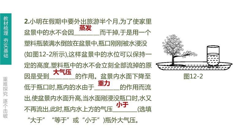 初中物理中考复习 第12课时 大气压强 流体压强与流速的关系课件PPT第7页