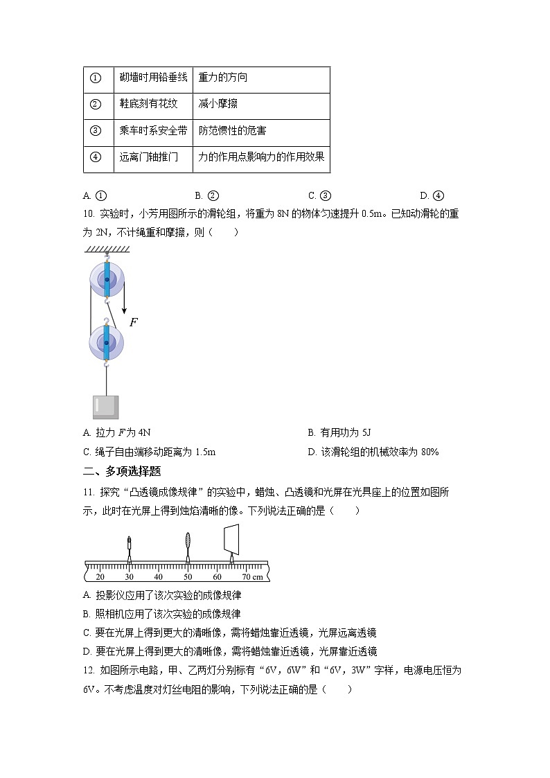 初中物理中考复习 精品解析:2022年天津市中考物理试题(原卷版)第3页