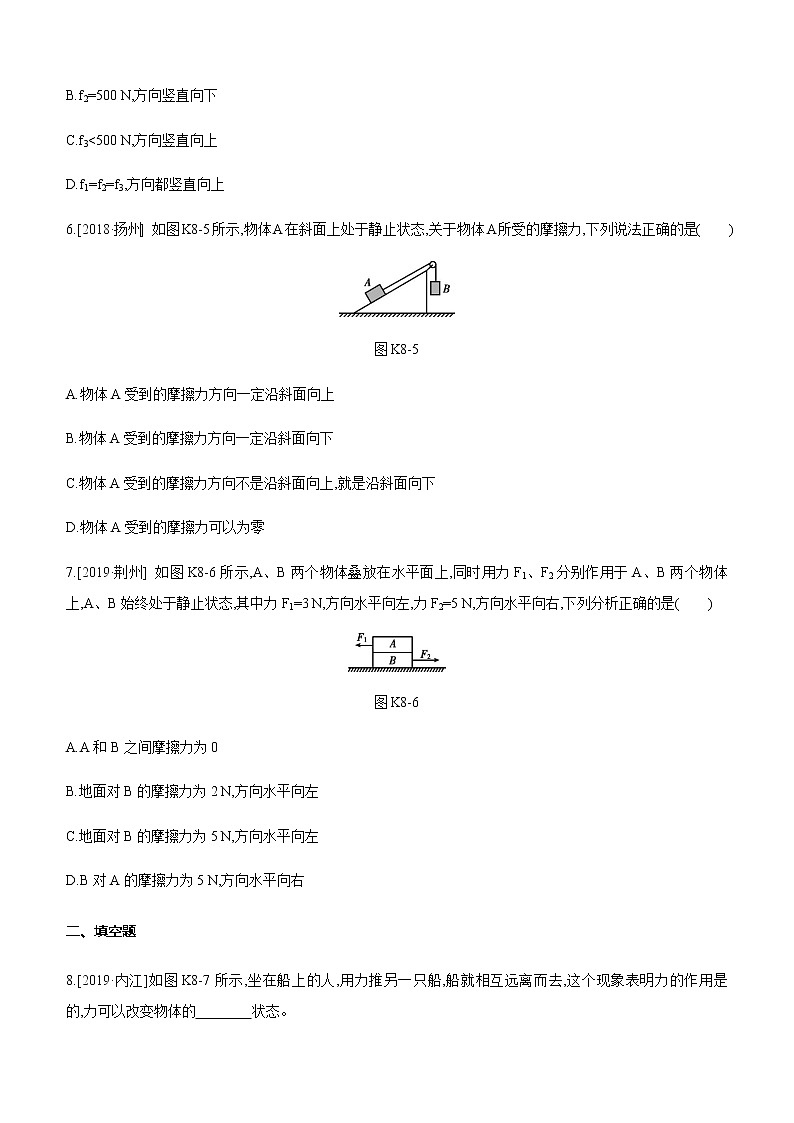 初中物理中考复习 课时训练08 力 弹力 重力 摩擦力03