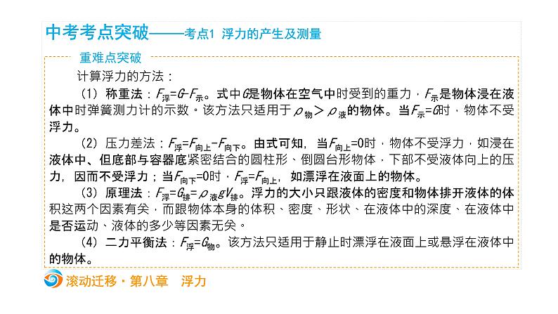 初中物理中考复习 中考物理大一轮滚动复习课件:第八章 浮力04