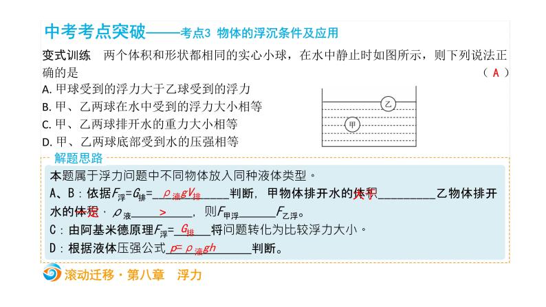 初中物理中考复习 中考物理大一轮滚动复习课件：第八章  浮力07