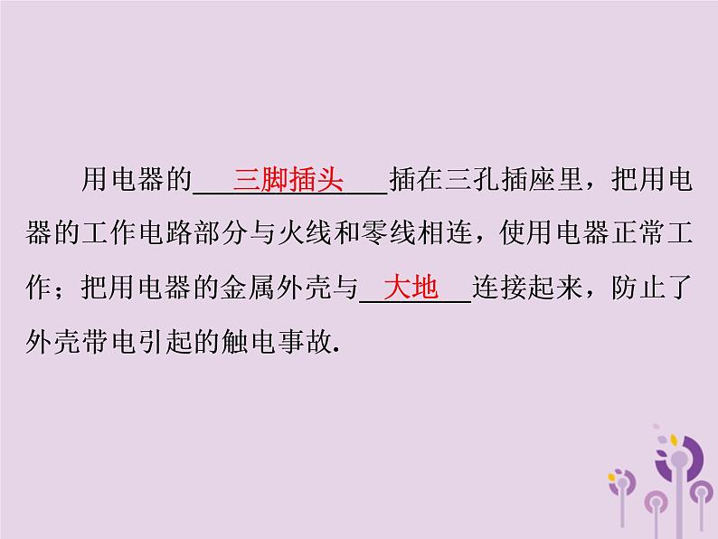 初中物理中考复习 中考物理第一部分教材梳理篇第三板块电与磁第27课时家庭电路与安全用电课件05