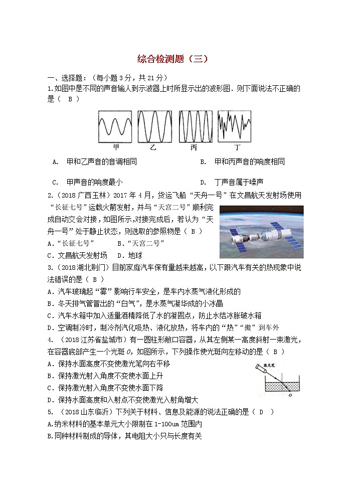 初中物理中考复习 中考物理总复习系列综合检测三第1页
