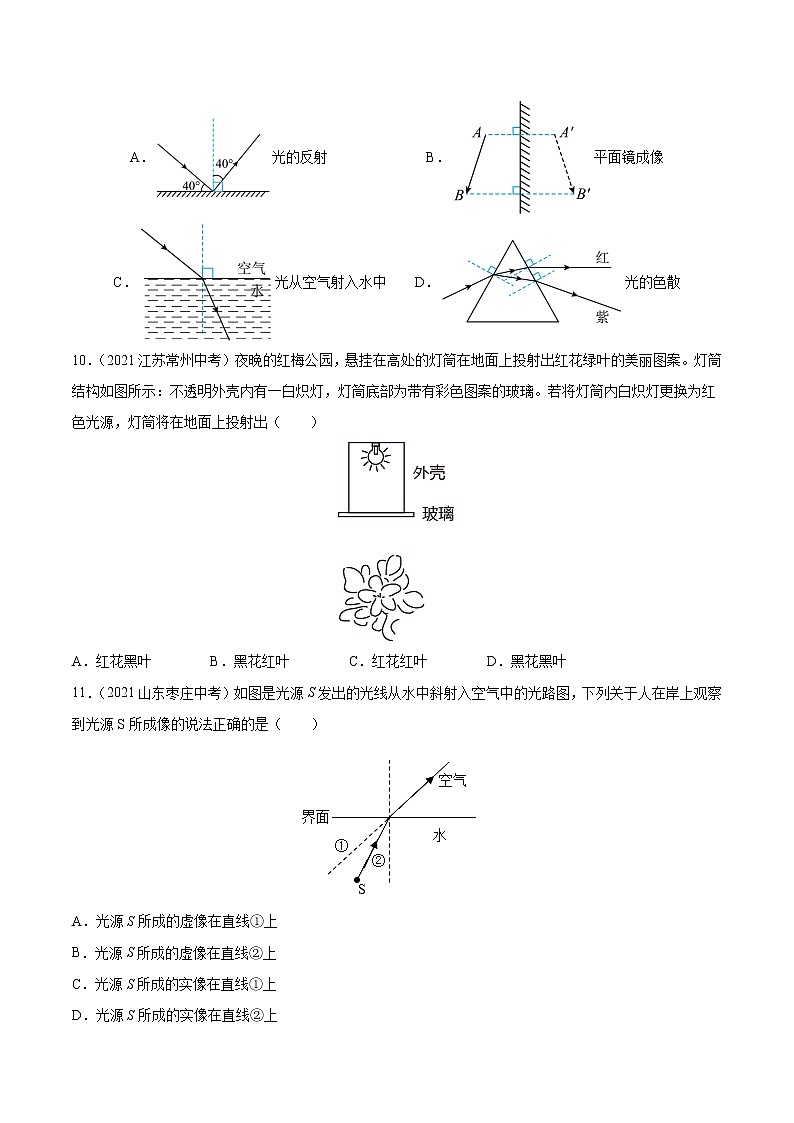 初中物理中考復(fù)習(xí) 專題4 光現(xiàn)象 真題強化訓(xùn)練(原卷版)第3頁