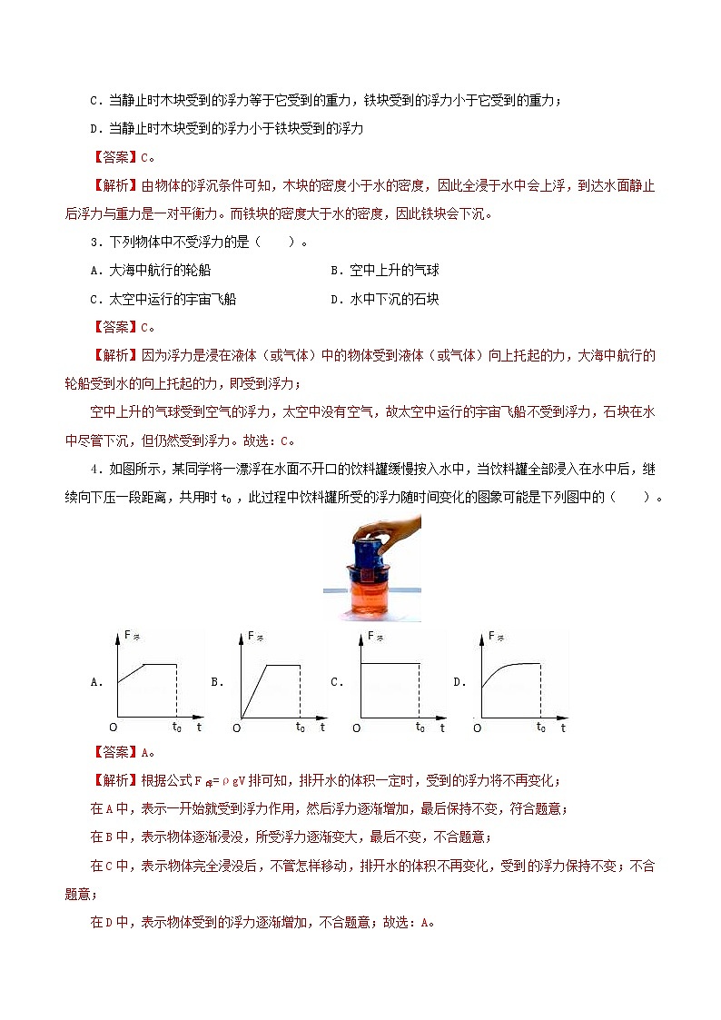 初中物理中考复习 专题12 浮力(测试)(解析版)-2022年中考一轮复习讲练测第2页