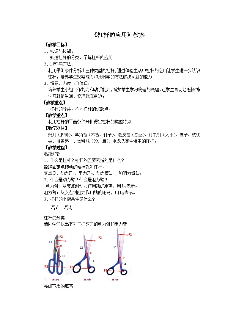 沪教版 初中物理 八年级下册 4.1.3 杠杆的应用【课件+教案+练习（有解析）】01