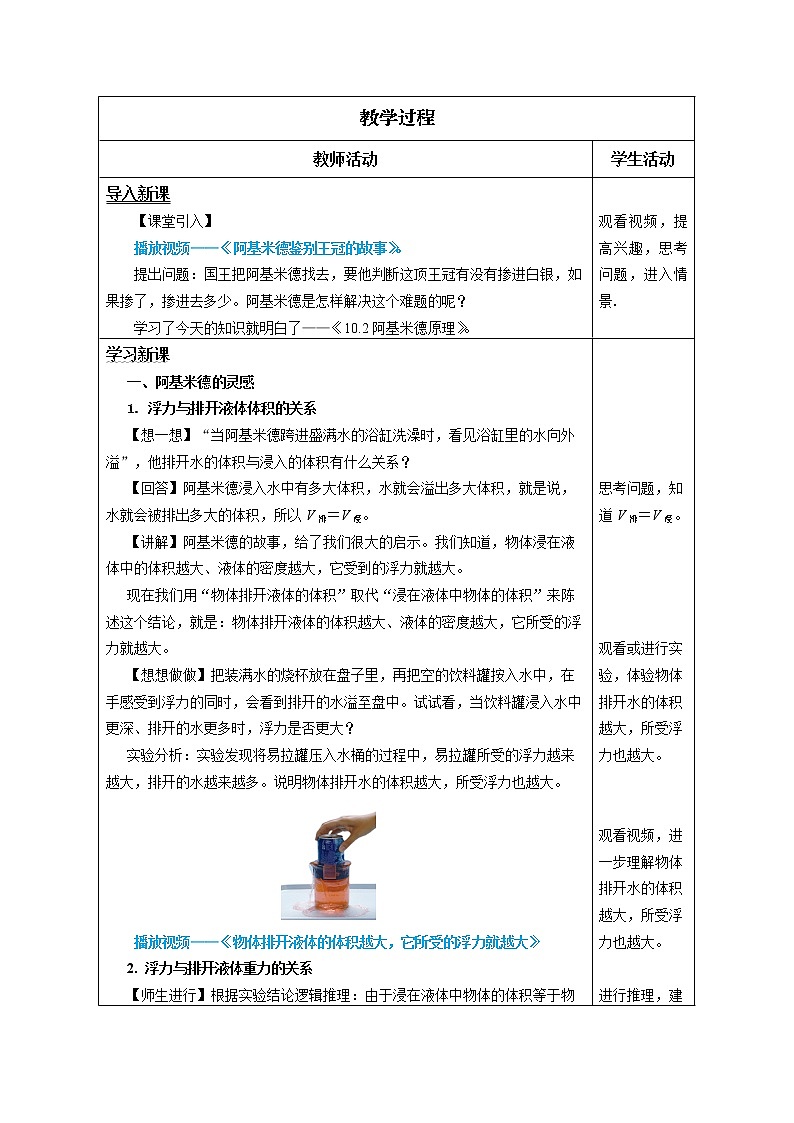 人教版八下物理 10.2 阿基米德原理 课件+教案+导学案+同步练习+内嵌视频02