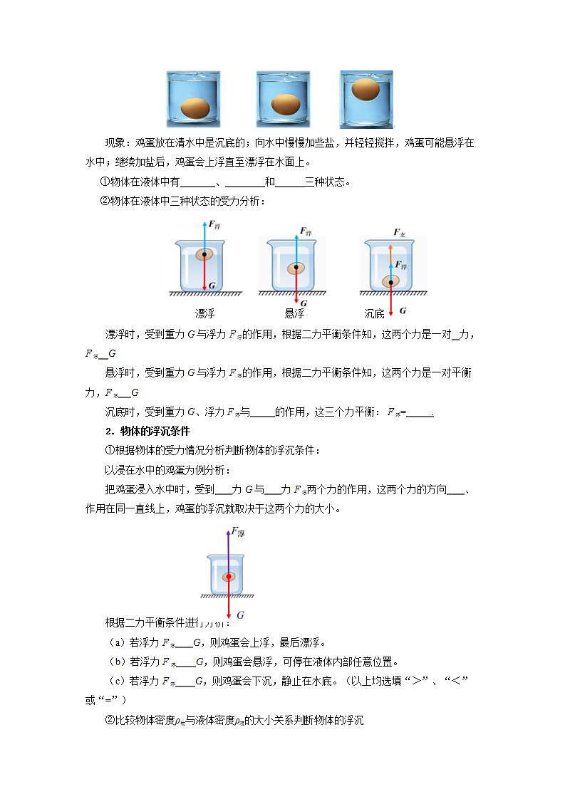 10.3 物体的浮沉条件及应用(导学案)【学生版】第2页