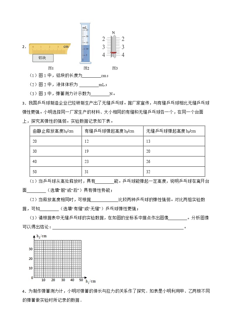 2023年中考物理专项训练——力(实验探究题)02