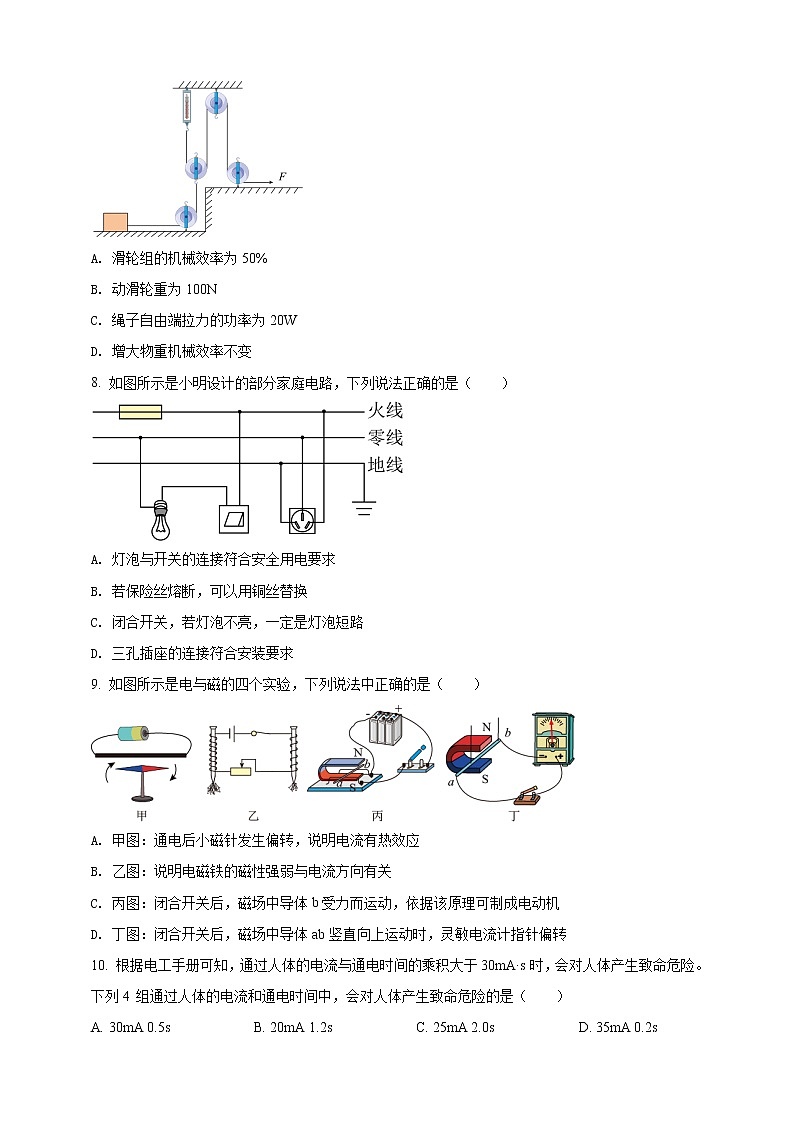 2023年初中學(xué)業(yè)水平考試一模精品物理試卷（新疆專用）（原卷版） 第2頁