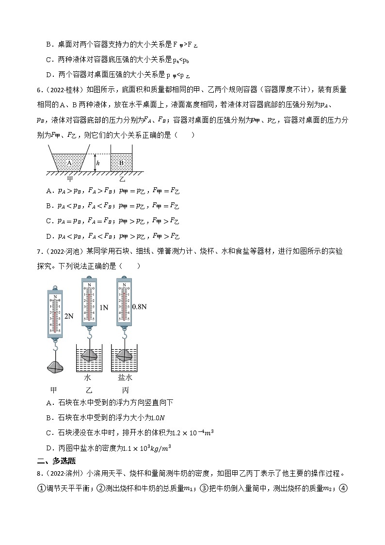 【備考2023】2022年中考物理人教版真題分類匯編——專題 6.質(zhì)量和密度( 含解析)第2頁(yè)