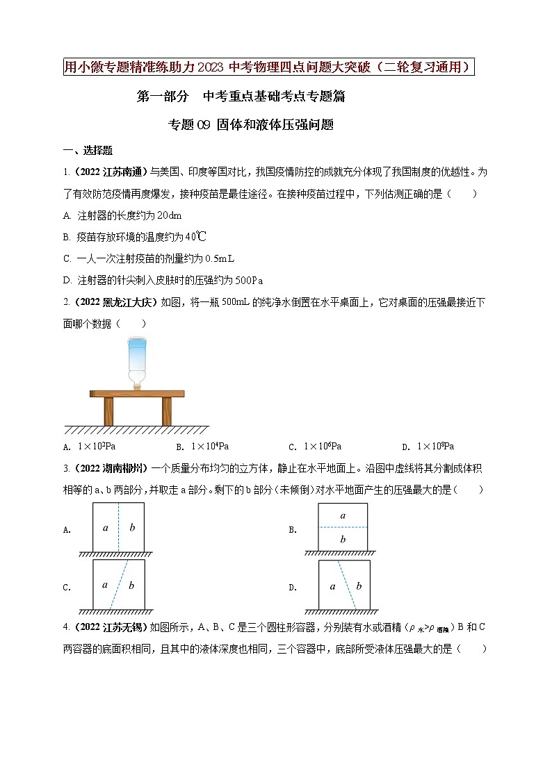专题09 固体和液体压强问题(原卷版)第1页