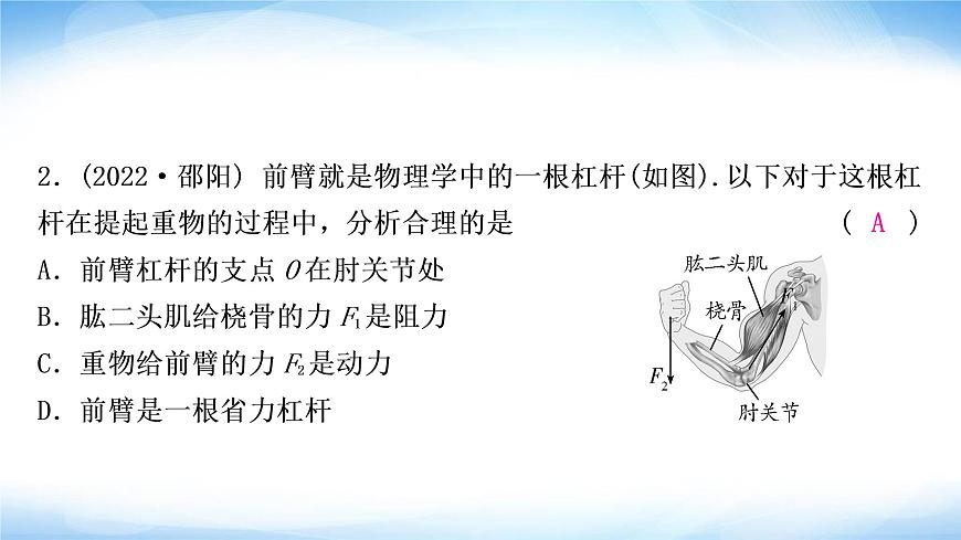中考物理復(fù)習(xí)第12講簡單機(jī)械第1課時杠桿作業(yè)課件第3頁