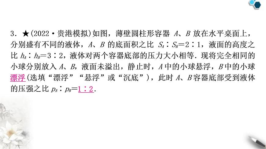 滬科版中考物理總復(fù)習(xí)專題2密度、壓強(qiáng)、浮力的綜合計(jì)算課件第5頁(yè)