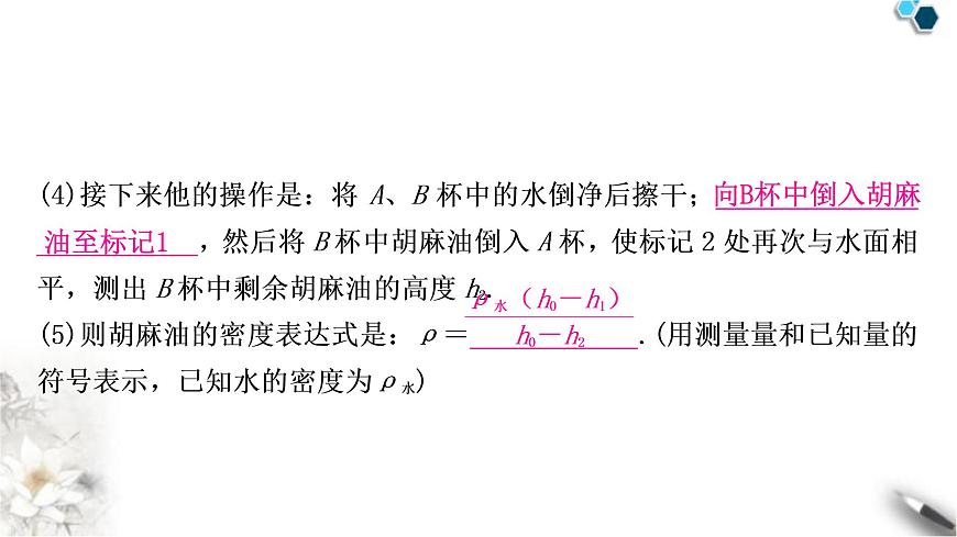 滬粵版中考物理復(fù)習(xí)專題1浮力法測密度作業(yè)課件第8頁