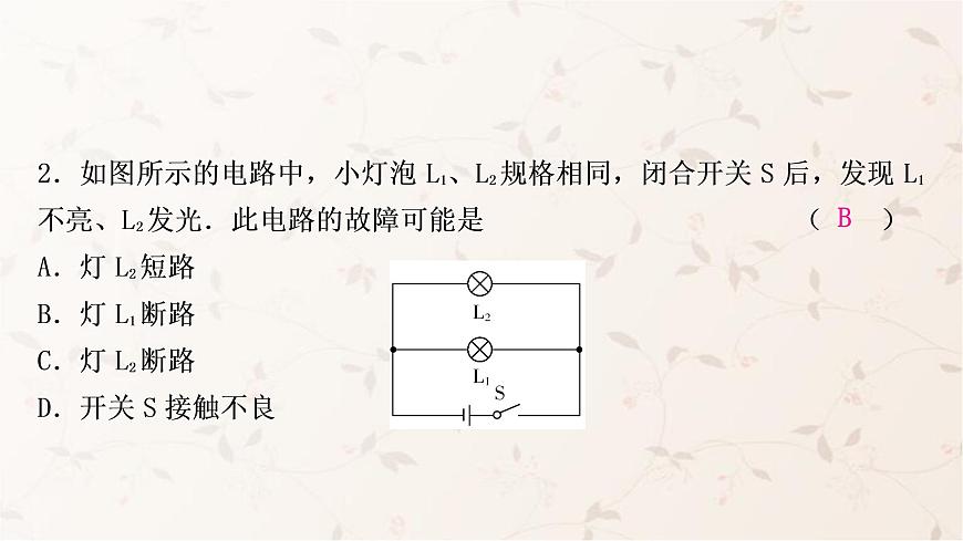 人教版中考物理復習專題5電路故障分析作業(yè)課件第3頁