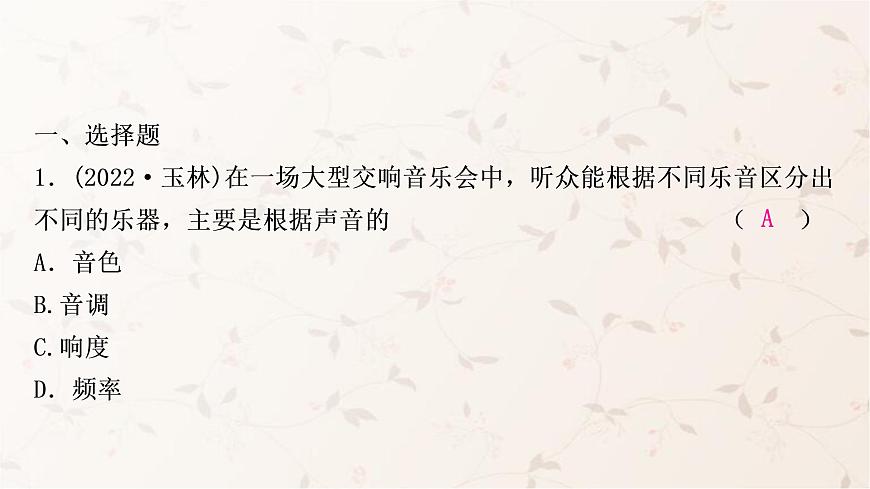 人教版中考物理復(fù)習(xí)第2講聲現(xiàn)象作業(yè)課件第2頁(yè)