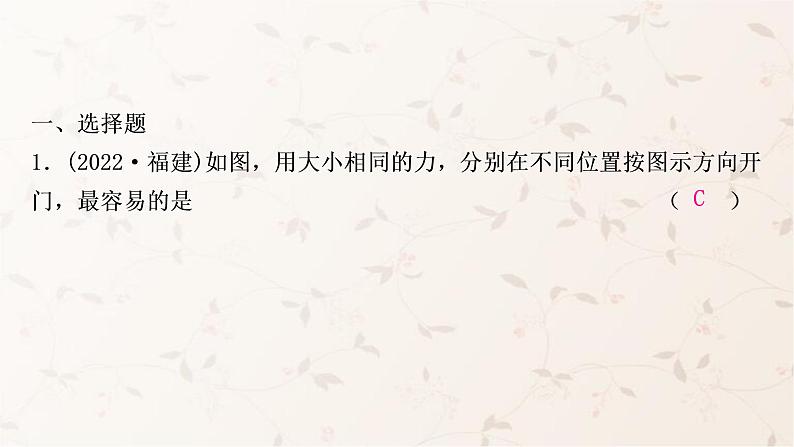 人教版中考物理复习第7讲力运动和力第1课时力弹力重力摩擦力作业课件第2页