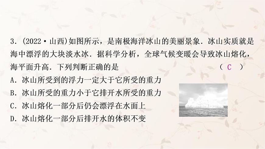 人教版中考物理復(fù)習(xí)第9講浮力第2課時物體的浮沉條件及應(yīng)用作業(yè)課件第4頁