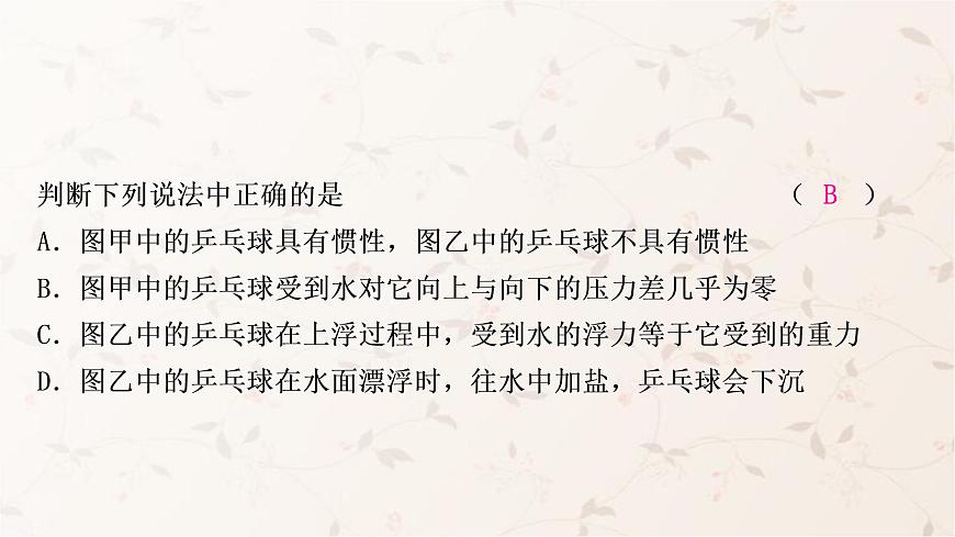 人教版中考物理復(fù)習(xí)第9講浮力第2課時物體的浮沉條件及應(yīng)用作業(yè)課件第6頁