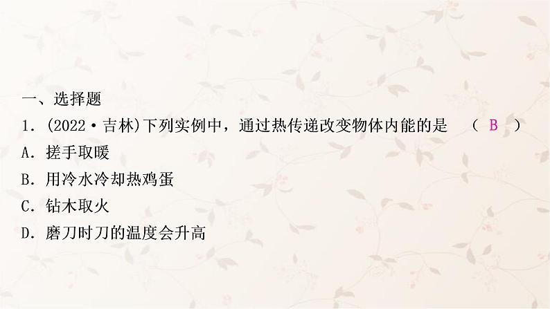 人教版中考物理复习第12讲内能内能的利用作业课件第2页