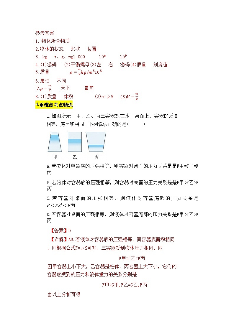 专题04压强-2023年中考物理二轮复习专题精讲02