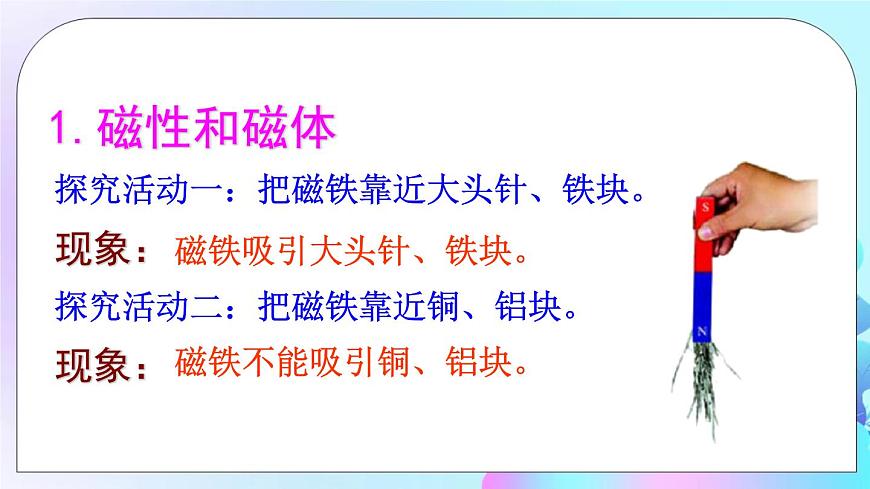 第17章 從指南針到磁浮列車 第1節(jié) 磁是什么 第1課時(shí) 認(rèn)識磁現(xiàn)象 磁體的周圍有什么 課件第5頁