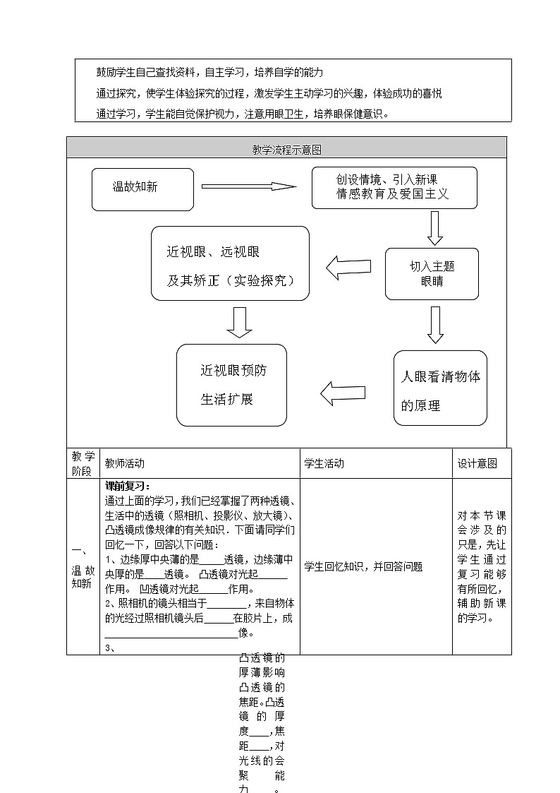 北师大版8下物理 6.4眼睛和眼镜 教案第2页