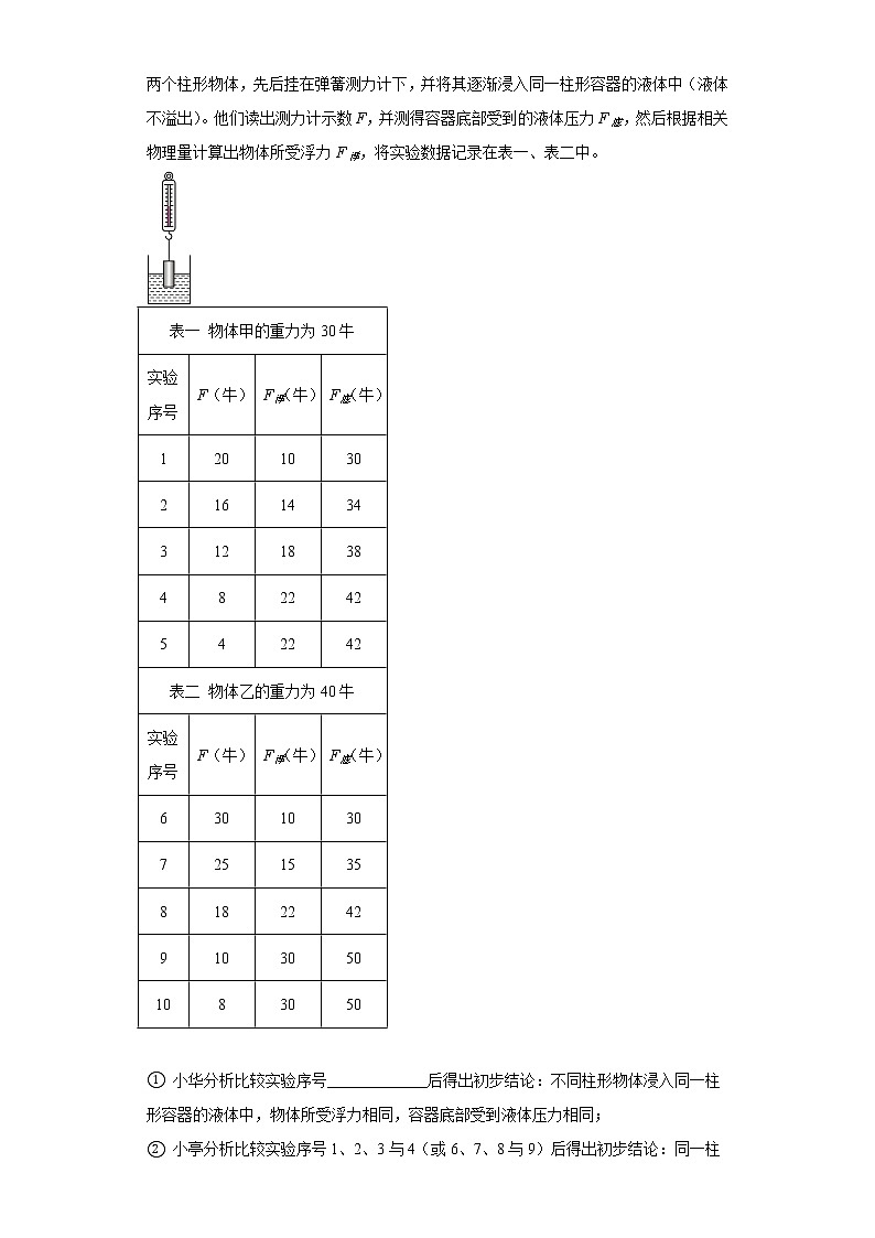 31压力的概念及其计算-上海市2022年中考物理模拟题高频考点分类汇编第2页