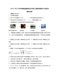 2022-2023学年湖南省衡阳市九年级上册物理期中专项提升模拟试卷（含解析）